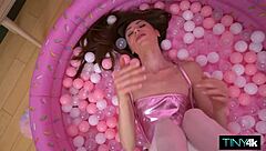 Fat Dick Struggles Against Tiana's Tight Petite Grip Blowjob