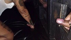 No swing but she hooks up with fan from social at gloryhole cuck style