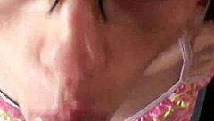 glasses-wearing karla rose kneels in pov locking eyes as she sucks my wrapped cock hungrily