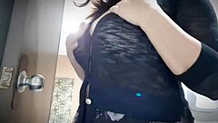 asian stepmom gropes her huge natural tits, so horny