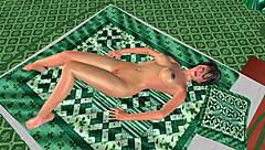 Tattooed babe masturbates with banana deep in temple! 🍌🏛️😩