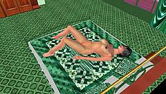 Tattooed babe masturbates with banana deep in temple! 🍌🏛️😩