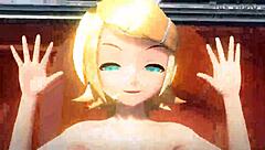 Инопланетско зайче Кагамине Рин мод показва големи цици и задник в пълен ню костюм