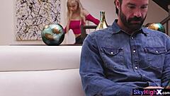 Stepdad catches petite blonde teen stepdaughter on garage webcam