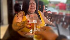 boyfriend controls mary jhuana's toy in public street fun