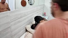 backstage with tiny carioca teen dessinha feeling two cocks stretch her pussy first time