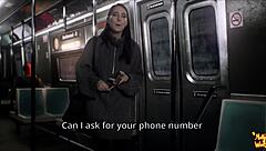 beautiful mollyredwolf stranger drops to knees for sloppy outdoor train blowjob