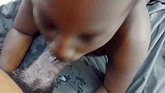 afro ebony babe with big ass sucks his monster cock every morning