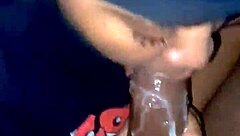 she gulps down that sloppy ebony throat load from huge black monster cock