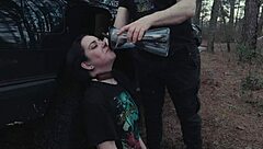 Submissive Teen Gags on Deepthroat Face Fuck After Ass Lick and Piss Humiliation!