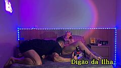 Tattooed hottie sucks cock oils up sheer red holiday backstage