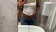Couldn't Hold Back - Horny Latina Fingers Wet Pussy in Mall Bathroom Till She Cums