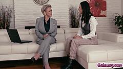 dee williams stares in awe at aidra fox's perfect natural tits and sexy tattooed body before they lick