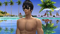 In sims 4 game giant-titted resort owner gets banged hard by oiled hooters play