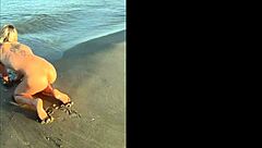 kleo furiosa shows off tight pussy and small tits on sunny beach