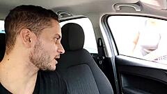 street pickup redhead gives blowjob then bends for deep anal in bathroom surprise.