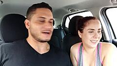 street pickup redhead gives blowjob then bends for deep anal in bathroom surprise.