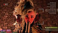 Gemma Smithy kneels bound for intense blowjob training session