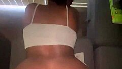 SKINNY BABE SHAKES HUGE ASS ON MONSTER BBC IN SNEAKY LIVING ROOM POUNDING