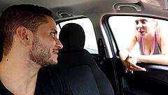 street pickup redhead gives blowjob then bends for deep anal in bathroom surprise.