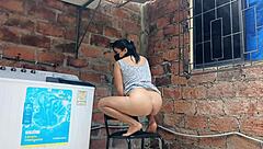 whoa my slutty neighbor lifts her dress in the yard flashing that pretty pussy