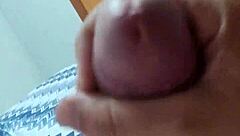 guy jerks his massive monster cock in intense solo session