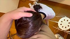 japanese couple flirts in kitchen then fucks her deep to orgasm