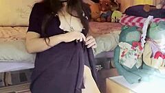 Watch Her Rip Clothes for Petite Tease Play!