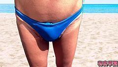 hey, ever seen a cock bulging out of a bikini for sneaky beach handjob and cumshot? 😏🌴💦