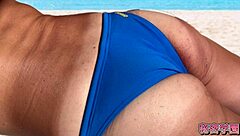 hey, ever seen a cock bulging out of a bikini for sneaky beach handjob and cumshot? 😏🌴💦