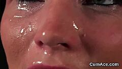 hot babe swallows every cum load after face blast—greedy or what?