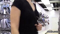 flawless czech teen strips teased in shop then takes huge cock pov anal pounding