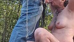 i'm ur slave flashin tits bent over suckin cum in mouth doggystyle humiliated in forest exhibition