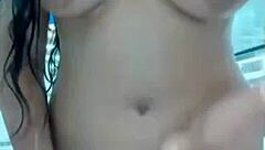 stepmom sneaks dildo play in bathroom shadows teasing her tight hole