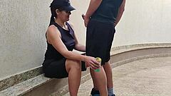 That tough soccer girl lost the bet to her mechanic buddy and paid up with her juicy ass on camera