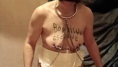 maid slut flashes humiliates in tiny apron outfit