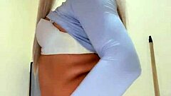 wanna see this hot trans with small tits stroke her cock hard?