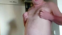 german nylon boy gets horny morning coffee wank session