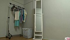 Ren Azumi's oiled pussy gets group banged hard in uncensored threesome