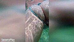 Chubby housewife takes multiple anal creampies underwater at the pool