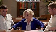 imagine two young bookworms catching milf with big black cocks out ready for library threesome fun