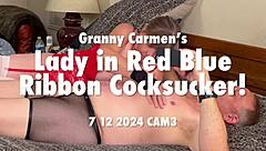 granny carmen introduces LADY IN RED blue ribbon friend
