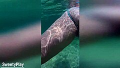 Chubby housewife takes multiple anal creampies underwater at the pool