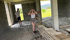 In an abandoned house they shared the hot busty teen with her stepdad for intense mmf action.