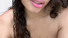 young latina babe plays solo with her body