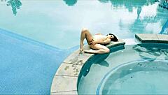 jenna j ross pinches nipples hard while fingering shaved pussy to orgasm