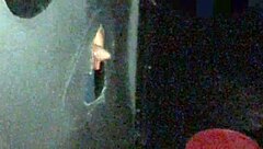 wet gloryhole handjob milks hot cumshot load