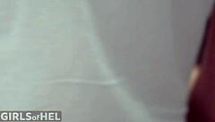 tiny shaved teen pulls panties aside for stepdad's rough pounding in homemade quickie