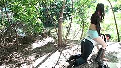 mistress humiliates slaves riding them hard as pathetic human horses