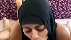 pretty arab housewife mia niqab eats his balls and cum